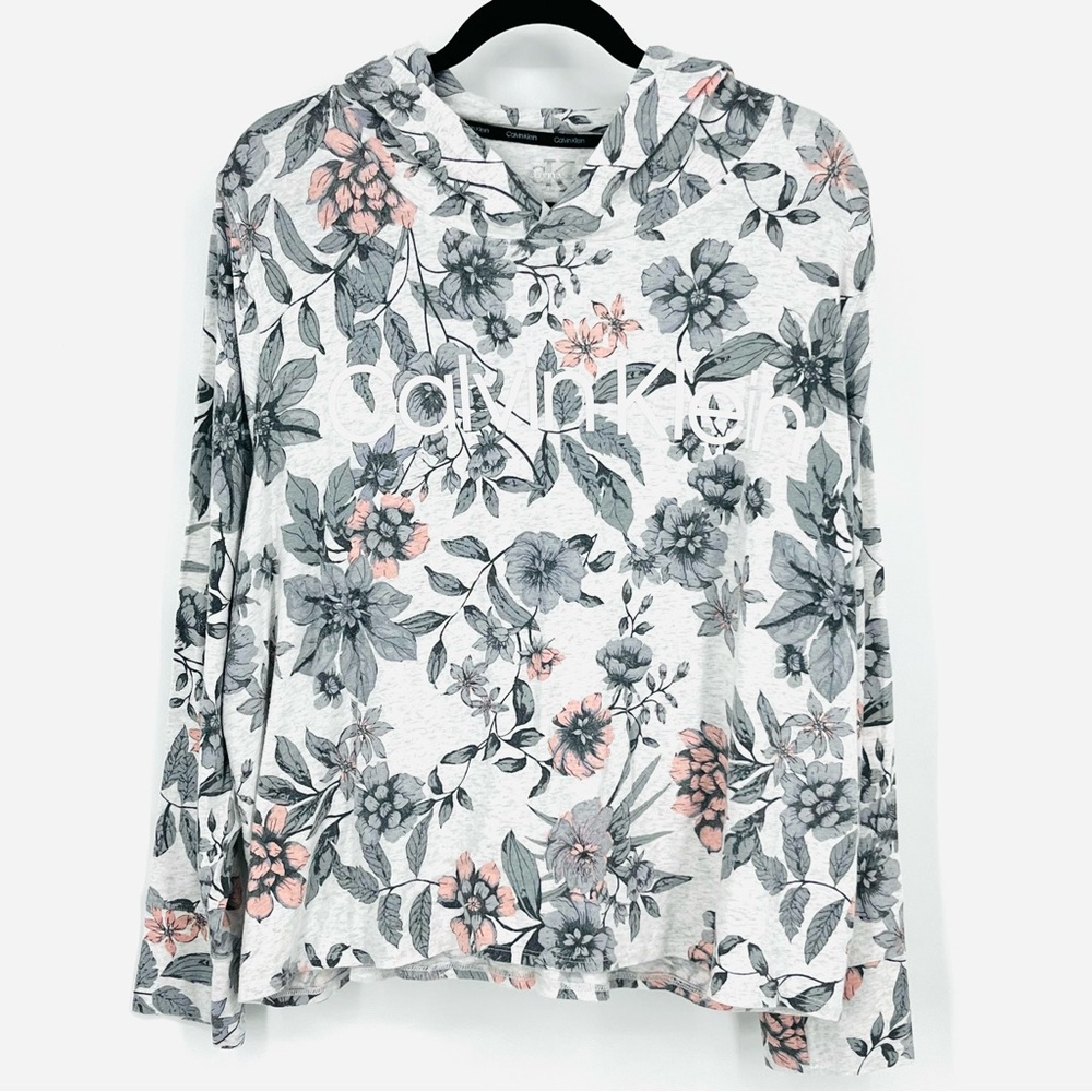 Calvin Klein XXL Gray Floral Hoodie